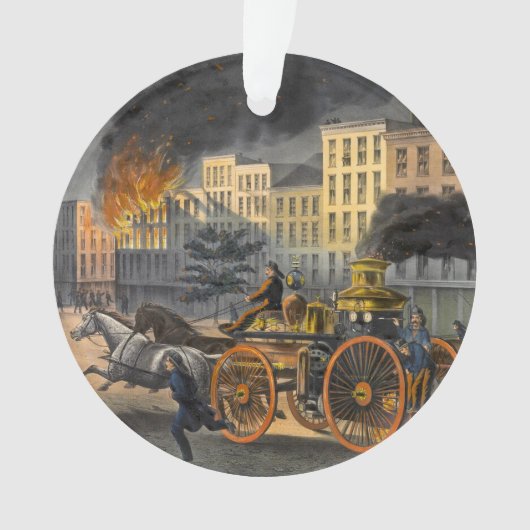 火の男の命のリトグラフヴィンテージクリスマス オーナメント (正面)