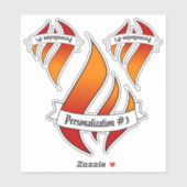 火の舌または炎のパーソナライズされた3UPステッカー シール (シート)