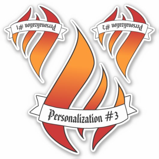 火の舌または炎のパーソナライズされた3UPステッカー シール (正面)