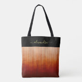 火の色、ラスティッグラデーションクストライプの、 トートバッグ (裏面)