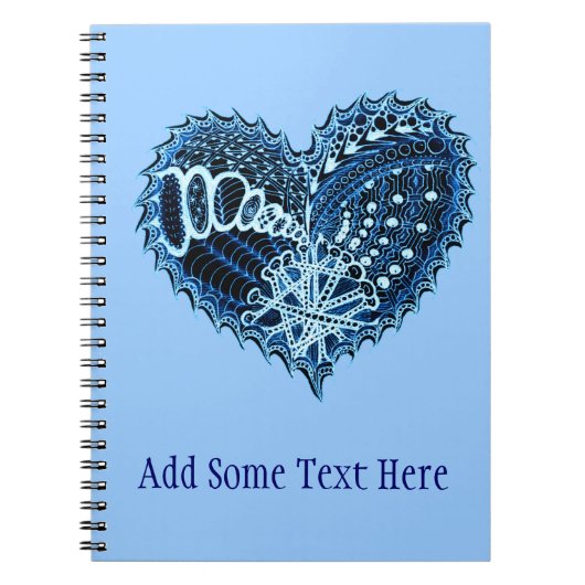 火の落書きの青いハート ノートブック (正面)