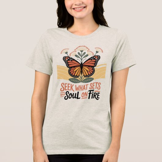 火の蝶Tシャツに魂を置くものを探せ トライブレンドTシャツ (正面)