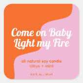 火の製品ラベルモダンを照らす スクエアシール (正面)