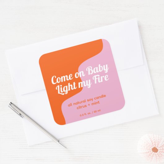 火の製品ラベルモダンを照らす スクエアシール (封筒)