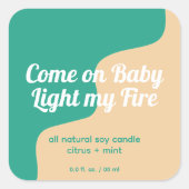 火の製品ラベルモダンを照らす スクエアシール (正面)