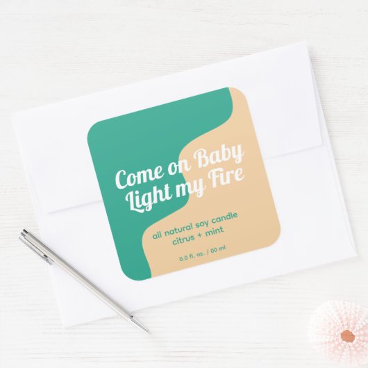 火の製品ラベルモダンを照らす スクエアシール (封筒)