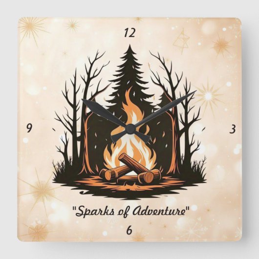 『火の話』 スクエア壁時計 (正面)