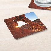 火の谷の象の石 スクエアペーパーコースター (アングル)