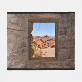 火の谷の車室内ビュー フリースブランケット