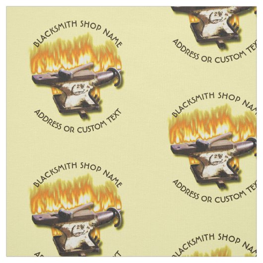火の金敷そしてハンマーが付いている鍛治屋の店 ファブリック (見本)