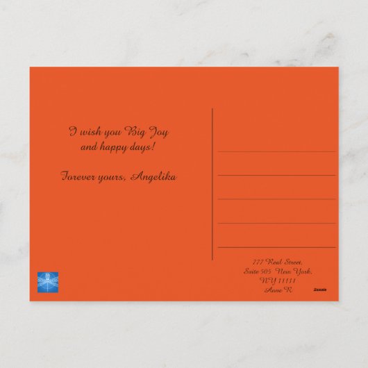 火の雄鶏。燃える動物の輝くカッコいいデザイン シーズンポストカード (裏面)