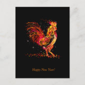 火の雄鶏。燃える動物の輝くカッコいいデザイン シーズンポストカード (正面)