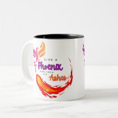 火の鳥のように灰から立ち上がる ツートーンマグカップ (正面左)