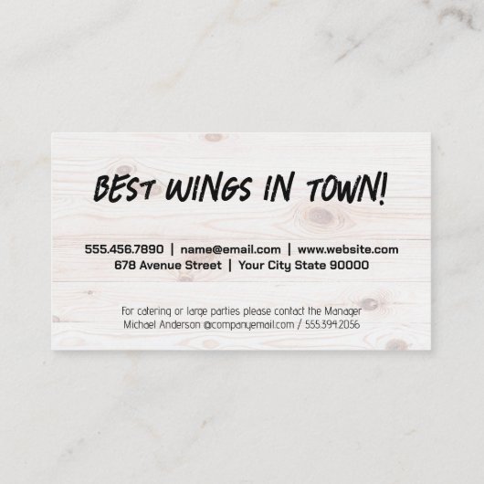 火の鳥のロゴ |木材の背景 名刺 (裏面)