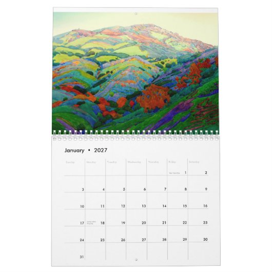 火の2015年のロビンPurcellの水彩画の後 カレンダー (1月 2027)