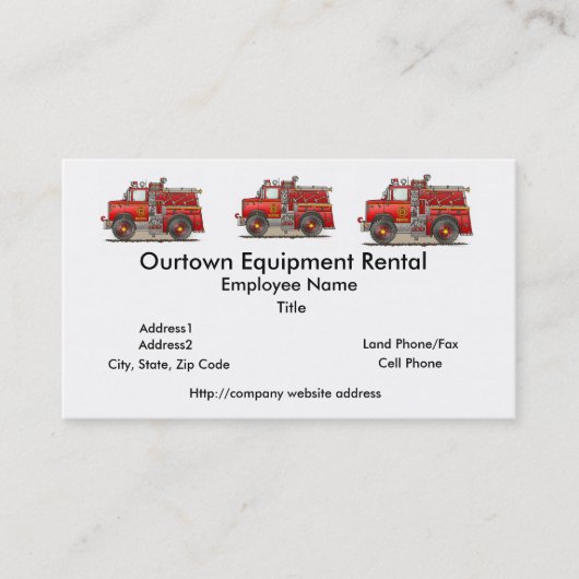 火のPumperの救助のトラック 名刺 (正面)