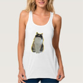 火のTシャツのマスク猫 タンクトップ (正面)