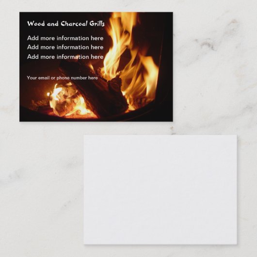 火はfirepitのグリルの名刺を炎にあてます 名刺 (正面/裏面)