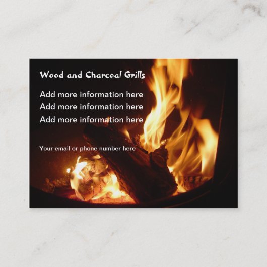 火はfirepitのグリルの名刺を炎にあてます 名刺 (正面)