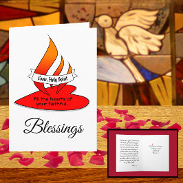 火または炎とハートと引用文Pentecost カード