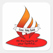 火または炎とハートと引用文Pentecost スクエアシール (正面)
