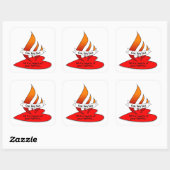 火または炎とハートと引用文Pentecost スクエアシール (シート)