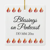 火または炎とハートと引用文Pentecost セラミックオーナメント (裏面)