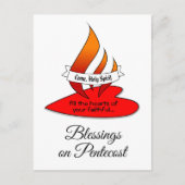 火または炎とハートと引用文Pentecost ポストカード (正面)