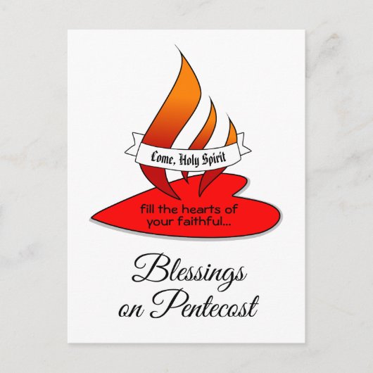 火または炎とハートと引用文Pentecost ポストカード (正面)