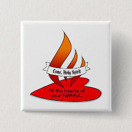 火または炎とハートと引用文Pentecost 缶バッジ