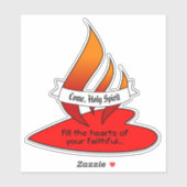 火または炎とハートと引用文Pentecost 1UP シール (シート)