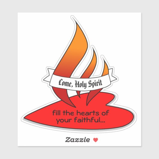 火または炎とハートと引用文Pentecost 1UP シール (シート)