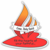 火または炎とハートと引用文Pentecost 1UP シール (正面)