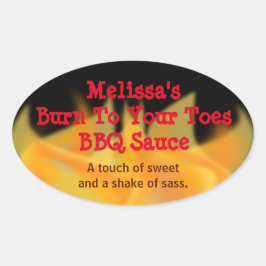 火をテーマにした食品ラベル 楕円形シール