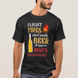 火を付けてビールを消す Tシャツ