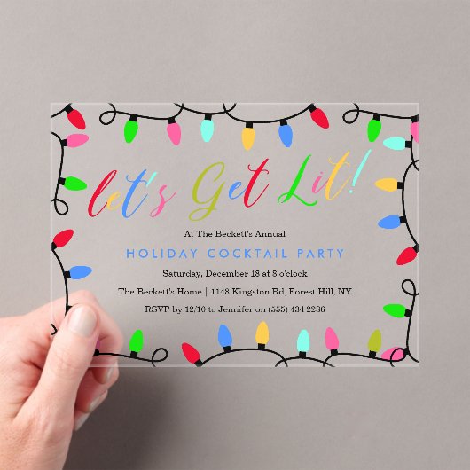 火を付けよう |クリスマスホリデーカクテルパーティー アクリル招待状 (インサイチュ (ポータブル))