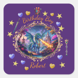火を吐くドラゴンのロイヤルプリンスの誕生日 スクエアシール