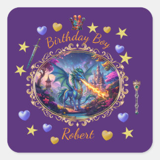 火を吐くドラゴンのロイヤルプリンスの誕生日 スクエアシール