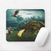 火を吹くドラゴン中世騎士 マウスパッド (マウス)