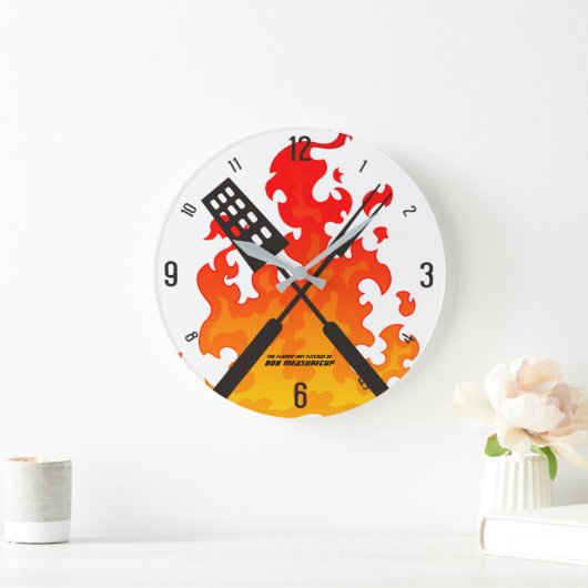 火を放つ器具をまばたきして焼く台所の時計 ラージ壁時計 (ホーム)