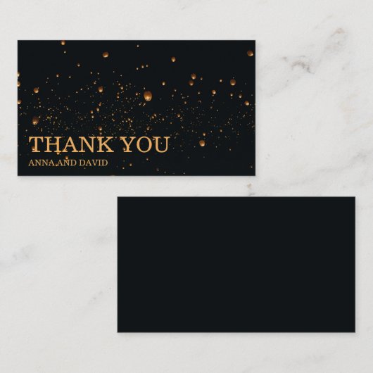 火エレガント空ランタン結婚のサンキューカード エンクロージャーカード (正面/裏面)