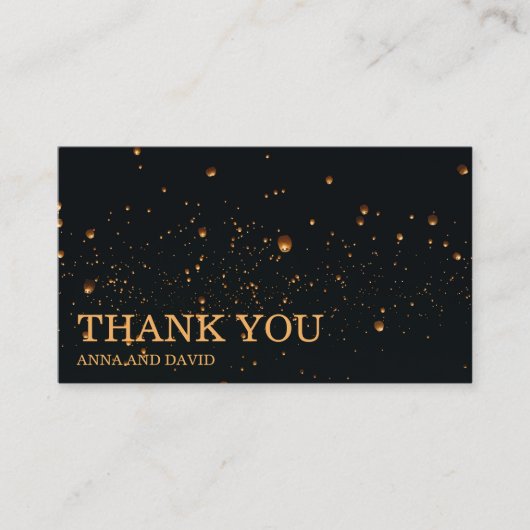 火エレガント空ランタン結婚のサンキューカード エンクロージャーカード (正面)