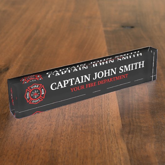 火エレガント赤と白士 デスクネームプレート (側面)