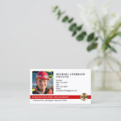 火カスタマイズ部ロゴ消防士の写真 名刺 (スタンド正面)