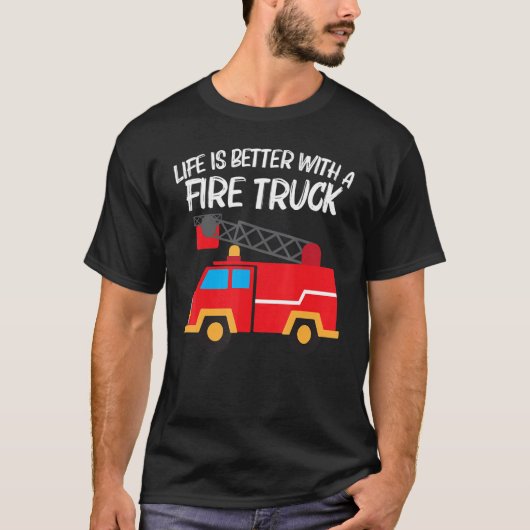 火カッコいい車の女男性へ性の子供のFiretruck Firef Tシャツ (正面)