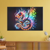 火カラフル竜 キャンバスプリント (インサイチュ (リビング))