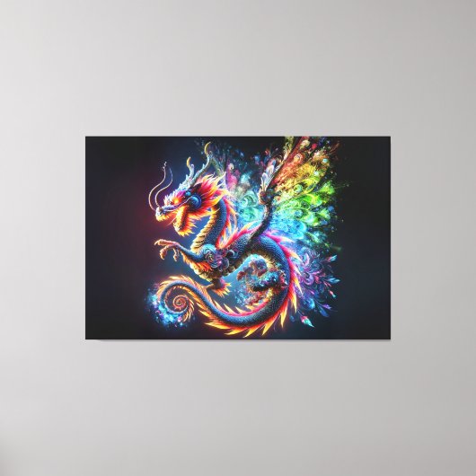 火カラフル竜 キャンバスプリント (正面)