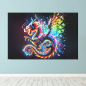 火カラフル竜 キャンバスプリント (インサイチュ (ウッドフロア))