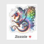 火カラフル竜 シール (シート)