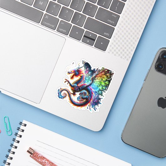 火カラフル竜 シール (ノートパソコンとiPhone)